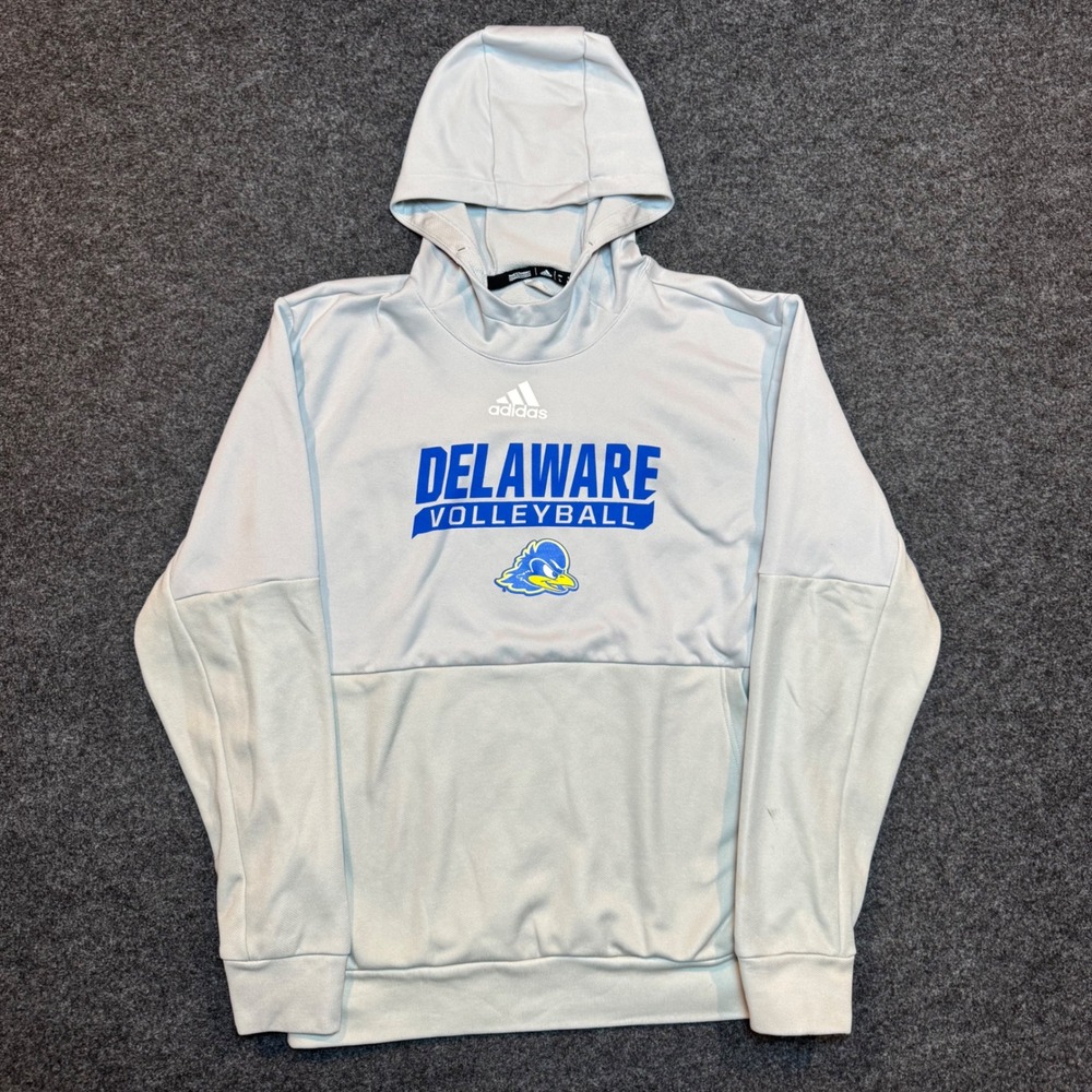 Adidas University of Delaware Volleyball Hoodie Gray Blue Hens Mens Large